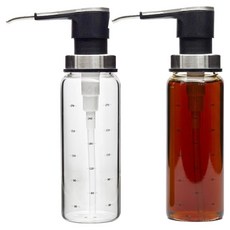 Mirkorea 耐熱玻璃按壓式糖漿油瓶 黑色, 2個, 300ml
