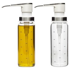 미르코리아 내열유리 펌프 시럽 오일병 화이트, 2개, 300ml