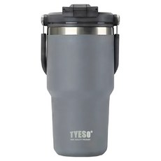 TYESO 泰碩 二代 304不鏽鋼手提保溫冰霸杯, 高級灰, 600ml, 1個