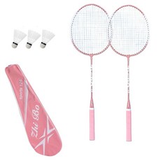Sodam Mall 實用羽球拍 粉紅色 2支 + 羽球 3顆 組合, 1套, 單一商品