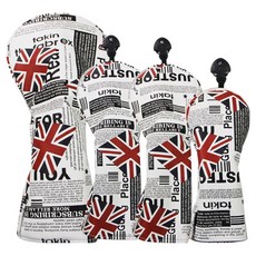 報刊風高爾夫木桿保護套4件組, 米字旗 多色, 1組