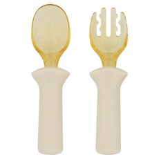 MODU'I Bluemama PPSU 寶寶自主學習湯匙 + 叉子組, 奶油色, 1套