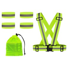 全球跑步反光帶 + 臂帶 4件組, 綠色, 1個