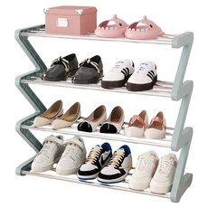 Z자형 다층 스틸 신발 정리대 대형 4단 60cm, 블루, 1개