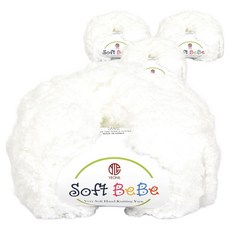 YEONIL 纖維 Soft Bebe 超細纖維毛線, 牛奶色, 4個