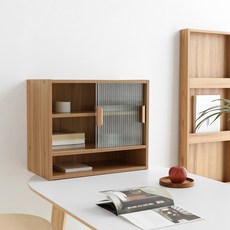 MARKET B FIKK 雙門滑動玻璃迷你收納櫃 550, 淺棕色