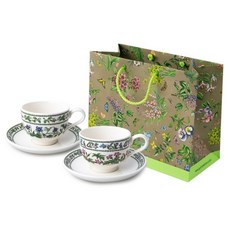 PORTmeIRION 波特玫琳恩 New Variation 咖啡杯 T型 0.2L A + B 雙人組 + 小購物袋, 隨機出貨, 1套