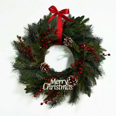 Areumdeuri Mall 聖誕大型花圈 緞帶 燈飾 字母套組, 綠色, 1套