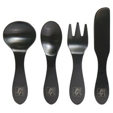 Lime Olive 304不鏽鋼甜點餐具組, 黑色, 1套, 橢圓匙 + 圓形匙 + 叉子 + 刀子