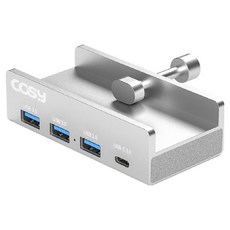 코시 클램프 고정형 3.0 3포트 + C타입 USB 허브 UH2201, 실버, 1개