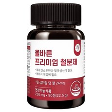 올바른건강식품 프리미엄 철분제, 90정, 22.5g, 1개