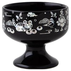 sosomoso 祈願 老虎 螺鈿紋樣 高腳杯 馬格利酒杯 冰淇淋杯, 黑色, 1個