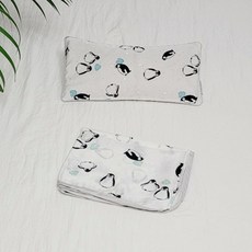 아띠블랑 베개 아기 블랭킷 2종 세트, 스카이펭귄