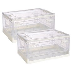 Soheim 開放式折疊生活盒透明 2 件套, 白-L, 2 件 1 套