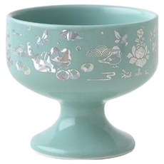 소소모소 기원 호랑이 자개문양 고블렛 막걸리 아이스크림컵, 옥색, 1개