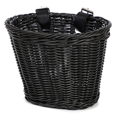해피마인 쉽게 설치가능한 깔끔한 라탄 자전거바구니 21 x 15 x 15 cm, 블랙, 1개