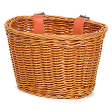 Happy Mine 易於安裝的簡潔藤編自行車籃 21 x 15 x 14 cm, 棕色, 1個