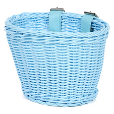 Happy Mine 易於安裝的簡潔藤編自行車籃 21 x 15 x 15 cm, 天藍色, 1個