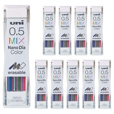 Uni 三菱 ball UNI NANO DIA 彩色自動鉛筆芯 混合款 UNI05-202NDC, 0.5mm, 10個