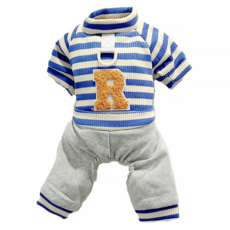 SassyDog 寵物 R字四腳連身衣, 藍色, 1個