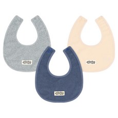 Milk Baby 荷葉邊寶寶圍兜 3件組, 藍色組(藍色, M灰色, 淺米色), 1套