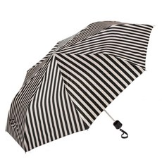 PASOTTI 女性用摺疊條紋黑色皮革三摺手動傘 WG225P