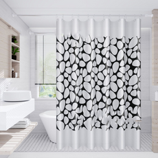 KODACHIEF 가림 화장실 인테리어 간편 홈 데코 욕실 샤워 커튼, 68 화이트블랙, 1개