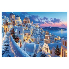 퍼즐코리아 눈 덮힌 산토리니의 일몰 미니 직소 퍼즐 PKMI2000-3235, 혼합색상, 1개, 2000피스