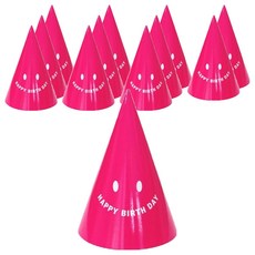 파티쇼 스마일 생일 고깔 모자, 핫핑크, 12개