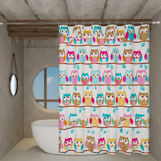 KODACHIEF 가림 화장실 인테리어 간편 홈 데코 욕실 샤워 커튼, 129 부엉이, 1개