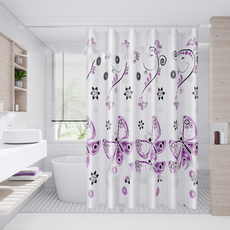 KODACHIEF 가림 화장실 인테리어 간편 홈 데코 욕실 샤워 커튼, 79 보라 나비, 1개