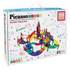 PicassoTILES 畢卡索 磁力積木 賽車軌道 128片, 1套, 混和顏色