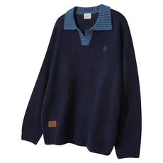 Beentrill 男士壓克力撞色翻領針織衫 BA254KT006