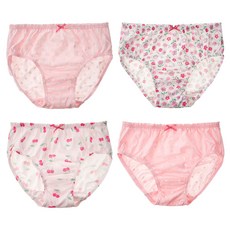 BASE ALPHA ESSENTIALS Kids 女童有機無螢光純棉三角內褲 4件組 80號, 粉紅色 + 白色