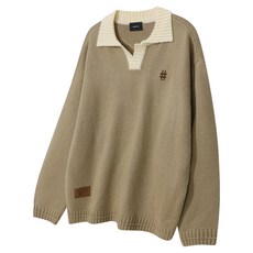 Beentrill 男士壓克力撞色翻領針織衫 BA254KT006