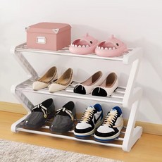 Jaeipak Z字型多層家用宿舍空間利用鋼製小型鞋架, 白色, 3層