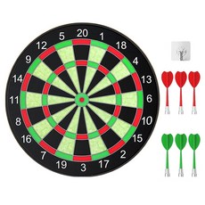 DS TRADING 有趣的飛鏢 鏢靶 + 強磁性飛鏢針 6入 + 掛鉤套組, 綠紅色, 1套