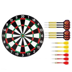 DS Trading 有趣的飛鏢 飛鏢靶 + 飛鏢針 6p + 豪華飛鏢針 6p, 黑色,紅色,綠色, 1套