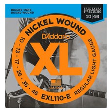 다다리오 일렉기타 스트링 + E선 세트, 혼합색상, EXL110-E, 1세트