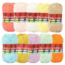 brandyarn Milky Cotton 紅標 Lovely 編織線10件組 50g, 混和顏色, 1組