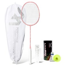 POWERMAX 全碳纖維超輕量 6U Airflex 380 羽球拍 桃粉色 78g 已穿線 專用拍套隨機出貨 握把布 羽毛球 2入, 1個, 單一商品