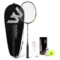 POWERMAX Nanoparticle 22 黑紅色 + 握把布 + 專用拍套 + 羽毛球 2入 套組, 1個, 單一商品