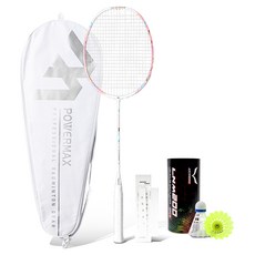 POWERMAX Air Booster 100 粉彩粉 + 握把布 + 專用拍套 + 羽毛球 2入組, 1個, 單一商品