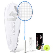 POWERMAX AIRFLEX 380 海洋藍 + 握把布 + 專用球拍套 + 羽毛球 2入組, 1個, 單一商品