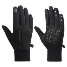 Knock Knock 冬季運動防寒手套 雙手套組 高級拉鍊, 黑色, 1套