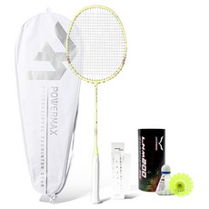 POWERMAX AIRFLEX 380 檸檬黃 + 握把布 + 專用拍套 + 羽毛球 2入組, 1個, 單一商品