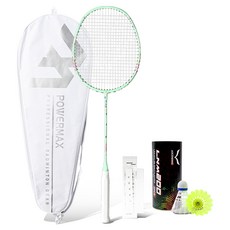 POWERMAX Air Flex 380 薄荷綠 + 握把布 + 專用拍套 + 羽毛球 2入組, 1個, 單一商品