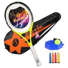 搏仕卡 入門款網球自主訓練球拍 + 練習器 + 4入握把布 + 球拍袋組合, 黃色, 1套, 單一商品