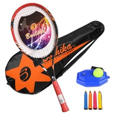 搏仕卡 入門款網球自主訓練球拍 + 練習器 + 4入握把布 + 球拍袋組合, 紅色, 1套, 單一商品