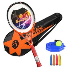 搏仕卡 入門款網球自主訓練球拍 + 練習器 + 4入握把布 + 球拍袋組合, 橘色, 1套, 單一商品